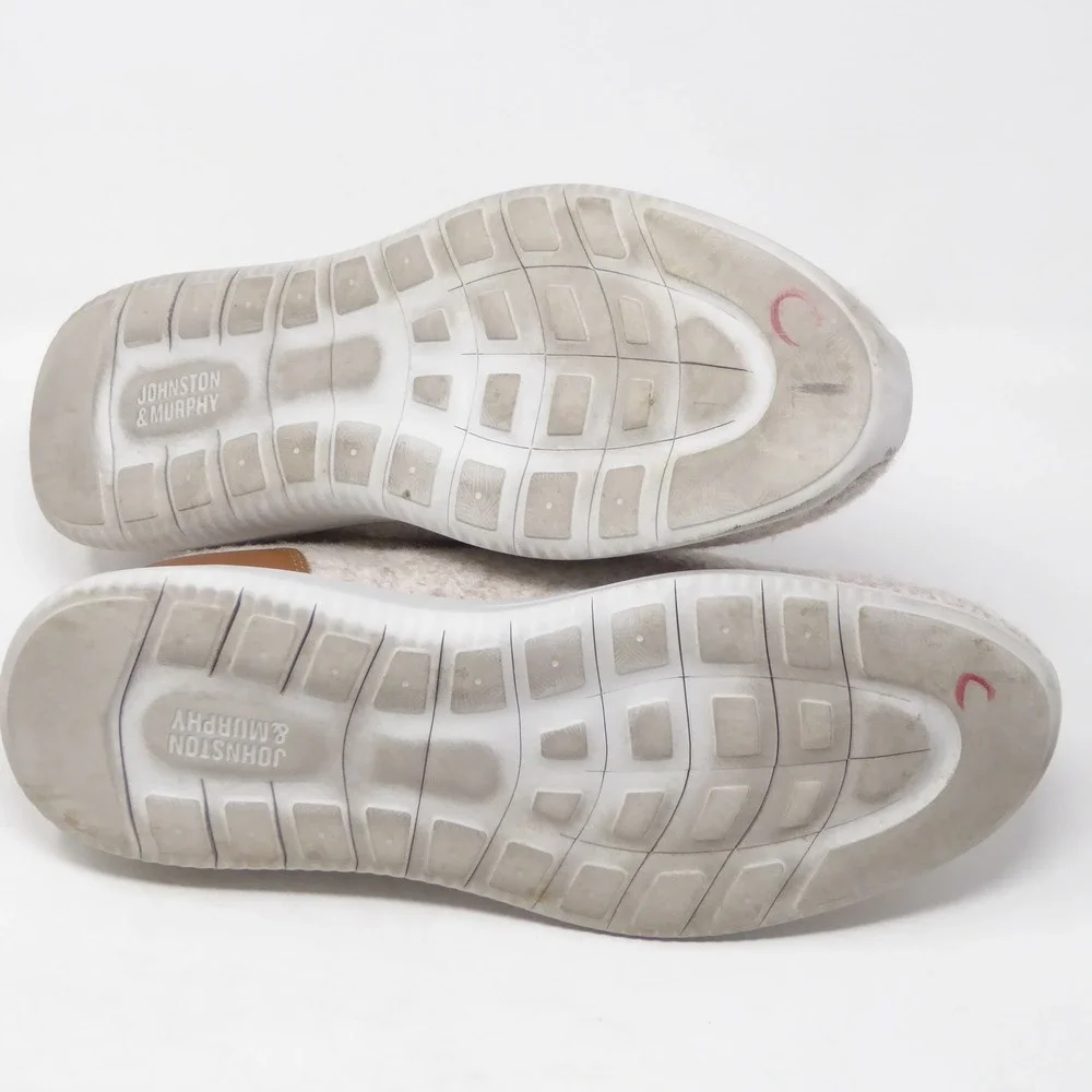 Johnston & Murphy Mens Amherst Wool U-Throat Sneakers Beige Wool Blend Size 8.5